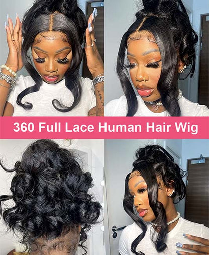 360 black night lace front wig