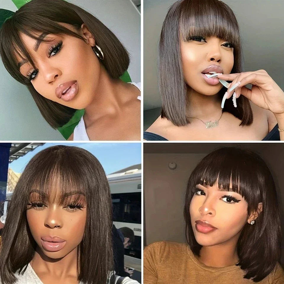 Chic bob wig with bangs