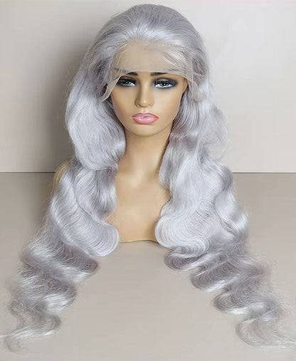 Silver gray lace front wig