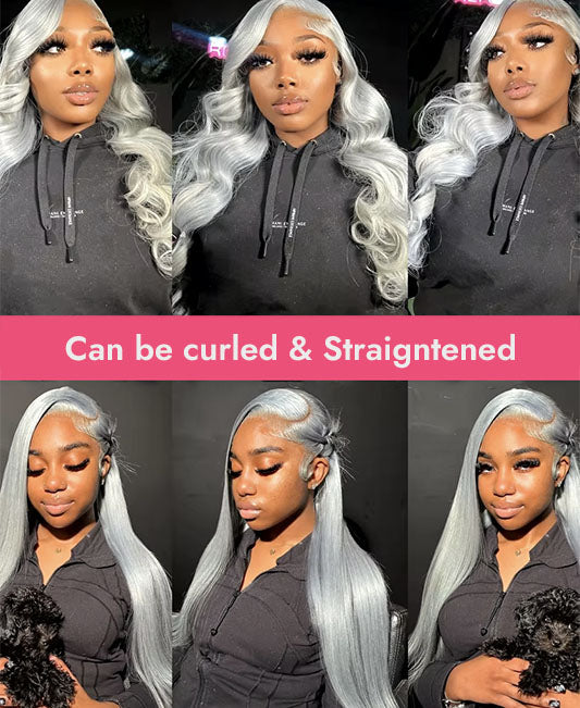 Silver gray lace front wig