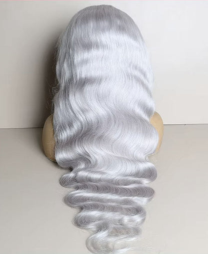 Silver gray lace front wig