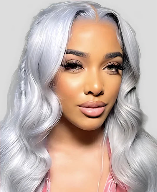 Silver gray lace front wig