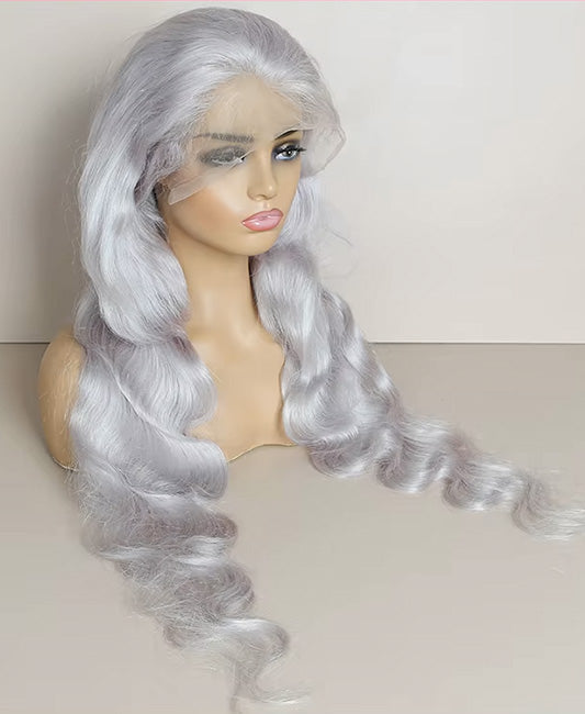 Silver gray lace front wig